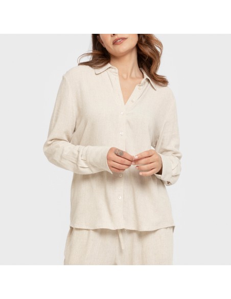 Camisa lino mujer lisa