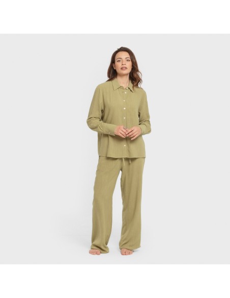 Pantalón largo lino mujer liso Pantalón largo lino mujer liso