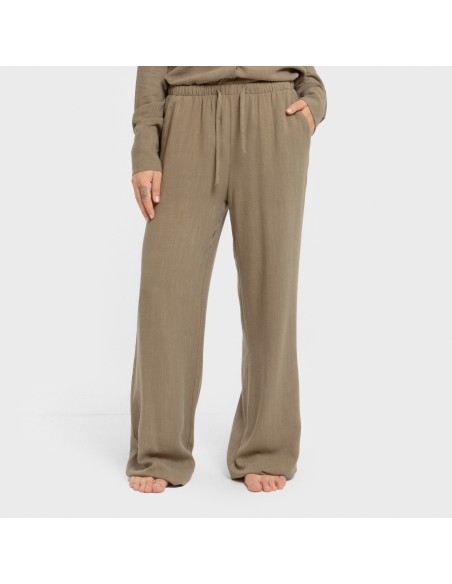 Pantalón largo lino mujer liso Pantalón largo lino mujer liso