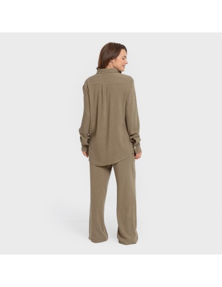 Pantalón largo lino mujer liso Pantalón largo lino mujer liso