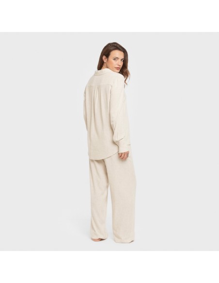 Pantalón largo lino mujer liso Pantalón largo lino mujer liso