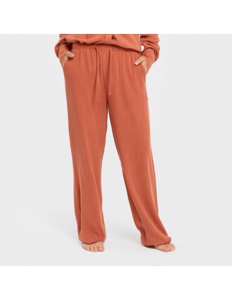 Pantalón largo lino mujer liso Pantalón largo lino mujer liso