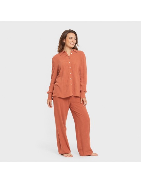 Pantalón largo lino mujer liso Pantalón largo lino mujer liso