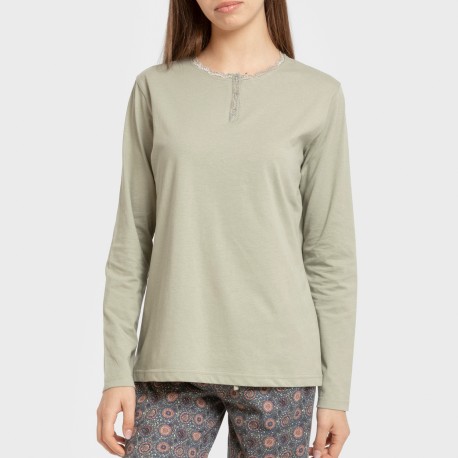 Pijama largo algodón Gabi verde claro