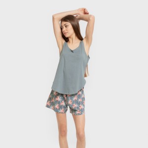 Pijama corto algodón Creta verde francés 2