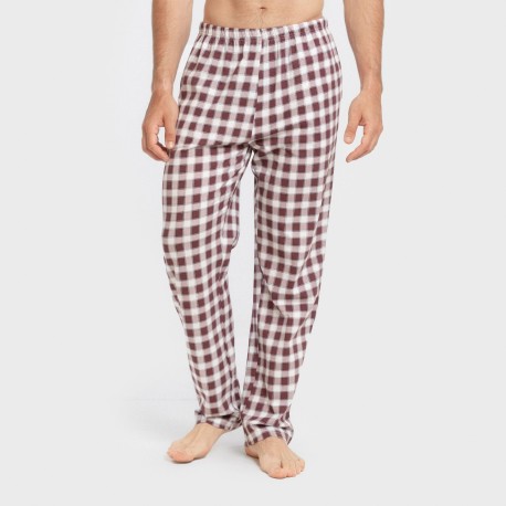 Pijama largo algodón hombre Cuadro Gustavo burdeos