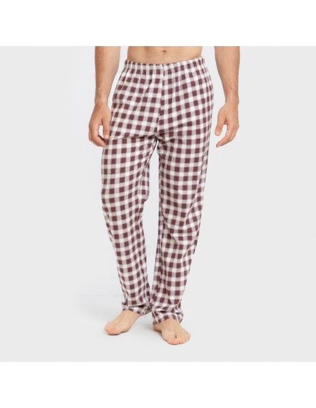 Pijama largo algodón hombre Cuadro Gustavo burdeos