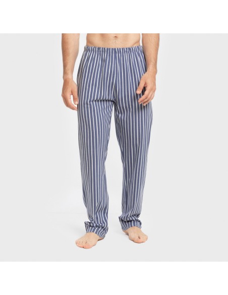 Pijama largo algodón hombre Raya Fernando azul