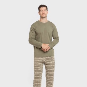 Pijama largo algodón hombre Arpani verde 2
