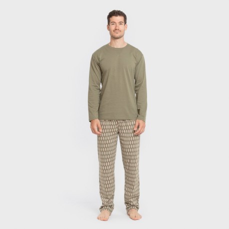 Pijama largo algodón hombre Arpani verde