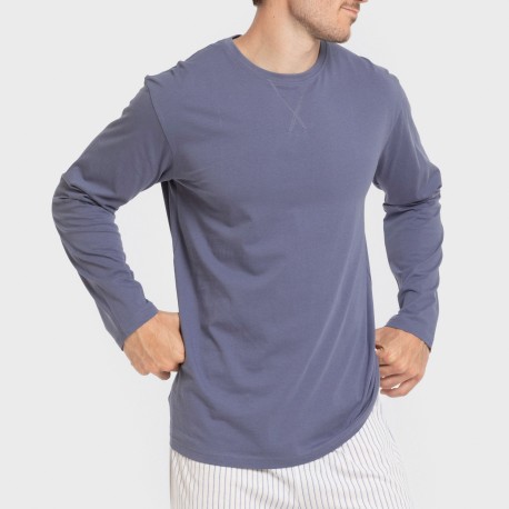 Pijama largo algodón hombre Raya Fandi azul