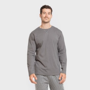 Pijama largo algodón hombre Raya Hercules gris