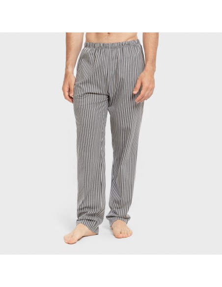 Pijama largo algodón hombre Raya Hercules gris