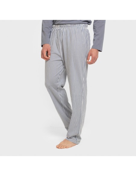 Pijama largo algodón hombre Raya Santi indigo