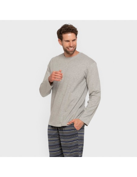 Pijama largo algodón hombre Evelio marrón