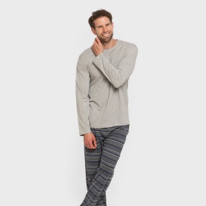 Pijama largo algodón hombre Evelio gris 2