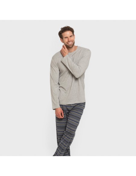 Pijama largo algodón hombre Evelio marrón