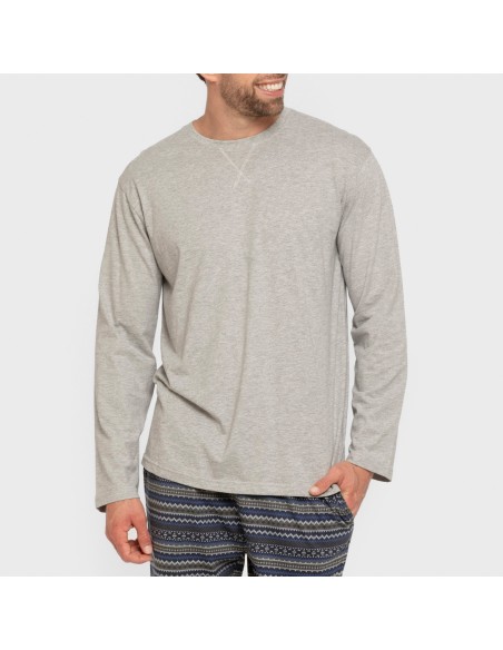 Pijama largo algodón hombre Evelio marrón