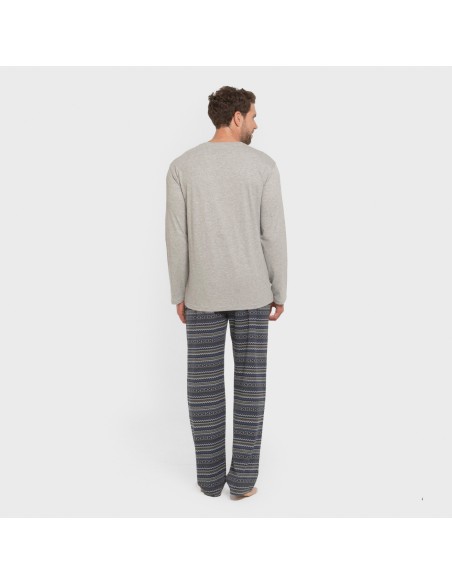 Pijama largo algodón hombre Evelio marrón