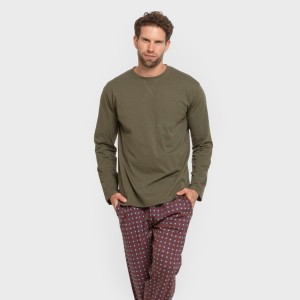 Pijama largo algodón hombre Gladiolo verde caceria 2