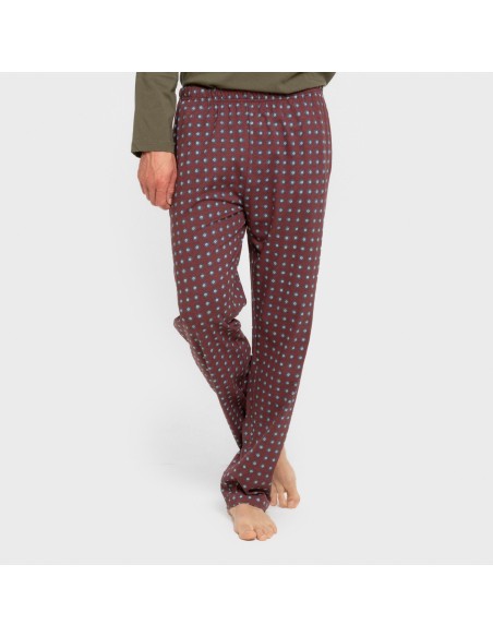 Pijama largo algodón hombre Gladiolo verde caceria