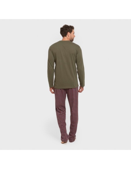 Pijama largo algodón hombre Gladiolo verde caceria