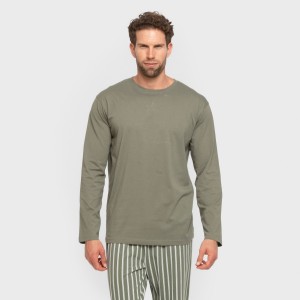 Pijama largo algodón hombre Raya Albert verde caceria