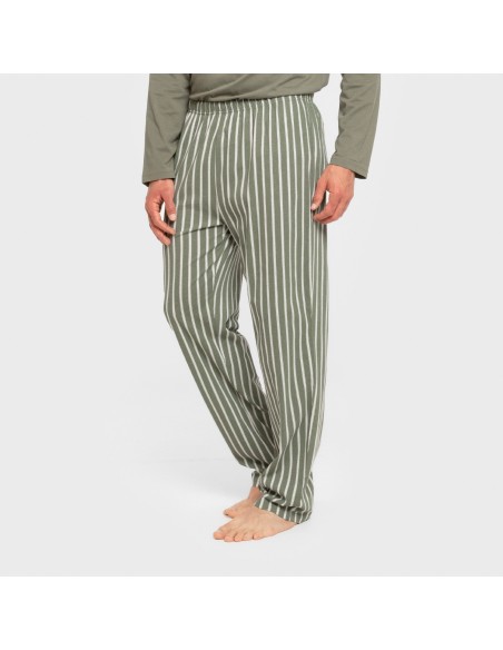 Pijama largo algodón hombre Raya Albert verde caceria