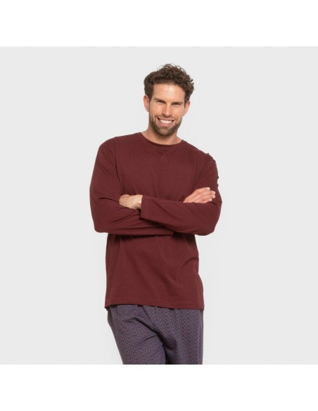 Pijama largo algodón hombre Harry burdeos Pijama largo algodón hombre Harry burdeos