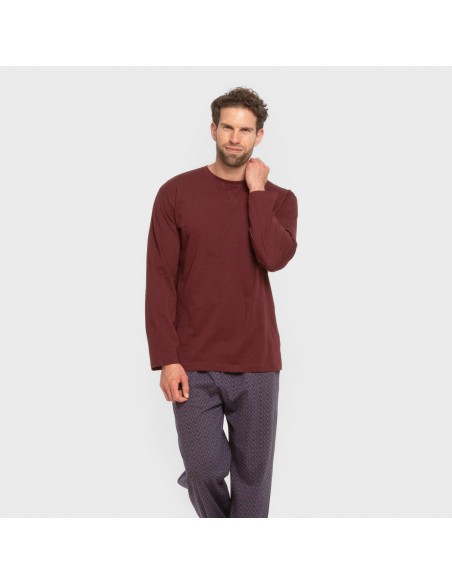 Pijama largo algodón hombre Harry burdeos Pijama largo algodón hombre Harry burdeos