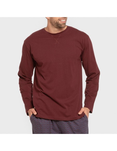 Pijama largo algodón hombre Harry burdeos Pijama largo algodón hombre Harry burdeos