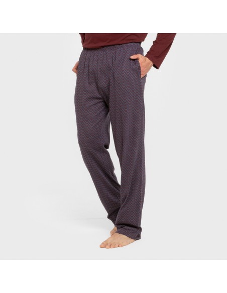 Pijama largo algodón hombre Harry burdeos Pijama largo algodón hombre Harry burdeos