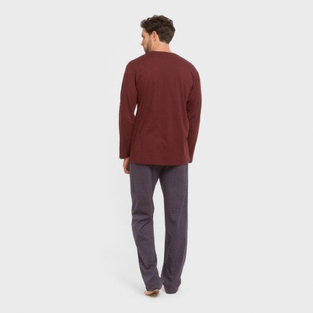 Pijama largo algodón hombre Harry burdeos