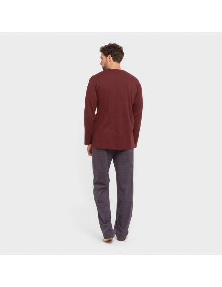 Pijama largo algodón hombre Harry burdeos Pijama largo algodón hombre Harry burdeos