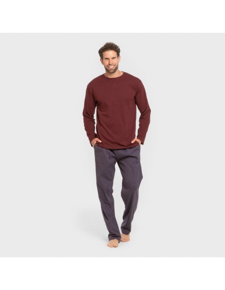 Pijama largo algodón hombre Harry burdeos Pijama largo algodón hombre Harry burdeos