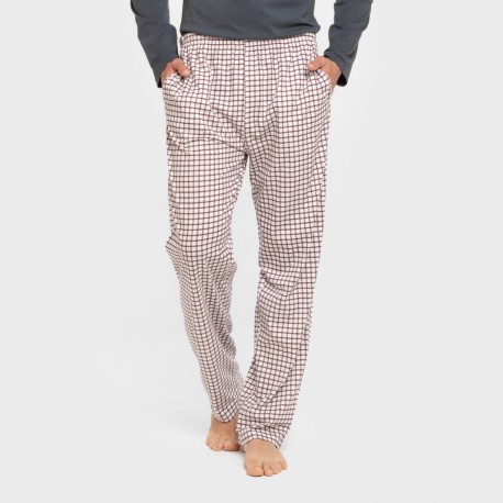 Pijama largo algodón hombre Cuadro Michael azul