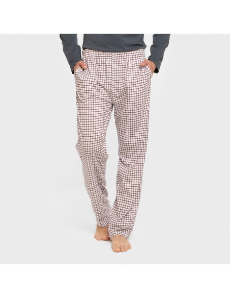Pijama largo algodón hombre Cuadro Michael azul Pijama largo algodón hombre Cuadro Michael azul