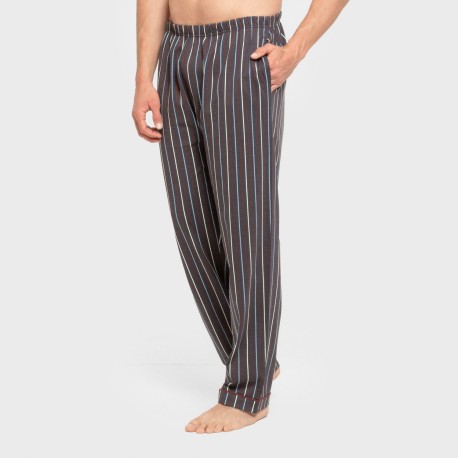 Pijama largo camisero algodón hombre Raya San Luis azul