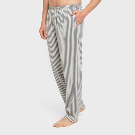 Pijama largo camisero algodón hombre Raya Ceballos indigo