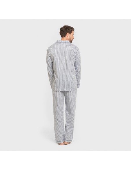 Pijama largo camisero algodón hombre Harry celeste