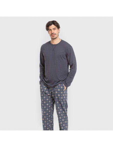 Pijama largo algodón hombre Juanlu azul