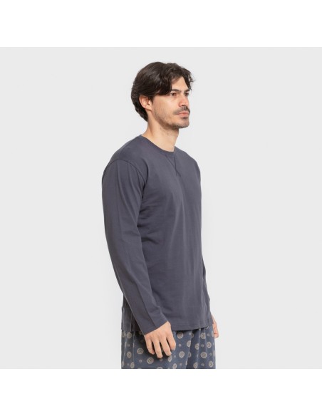 Pijama largo algodón hombre Juanlu azul