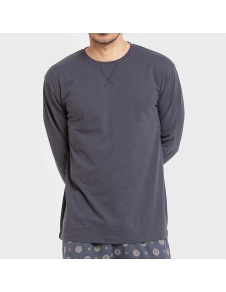 Pijama largo algodón hombre Juanlu azul