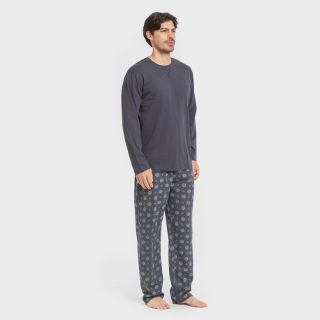 Pijama largo algodón hombre Juanlu azul