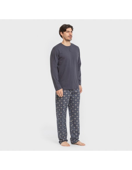 Pijama largo algodón hombre Juanlu azul