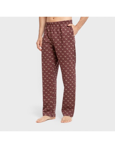 Pijama largo algodón hombre Ardillas azul marino