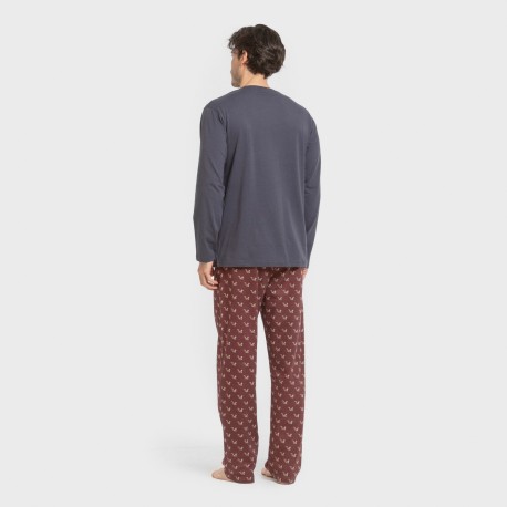 Pijama largo algodón hombre Ardillas azul marino