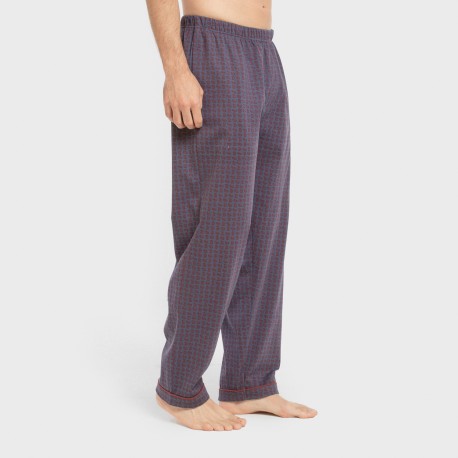 Pijama largo camisero algodón hombre Conde azul