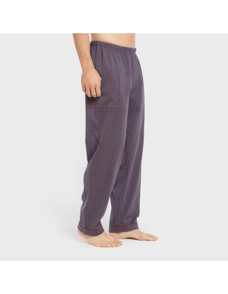 Pijama largo camisero algodón hombre Conde azul
