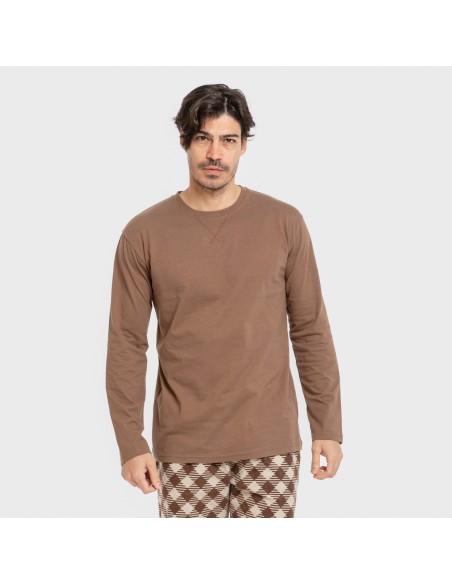 Pijama hombre franela Cuadro Bogota marrón